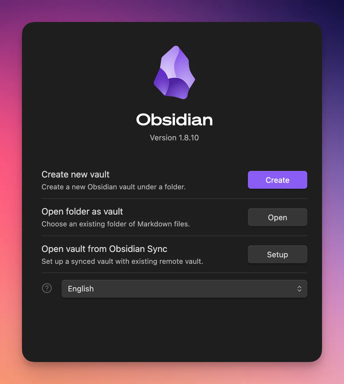 Obsidian interface showing initial vault setup for website content